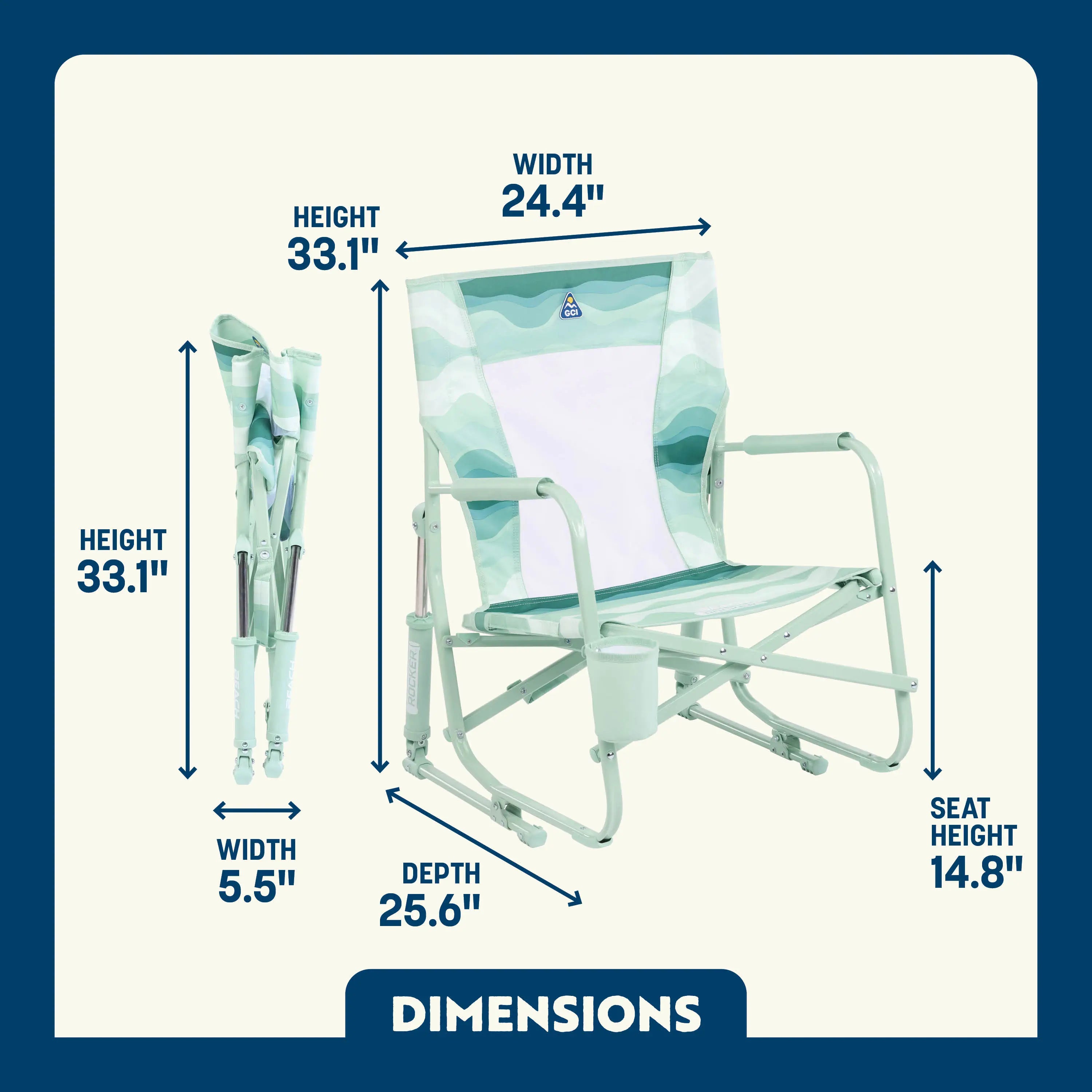 Smooth Motion Beach Rocker - Choice 712 - Patented Spring-Action Rocking Chair for Camping Detail