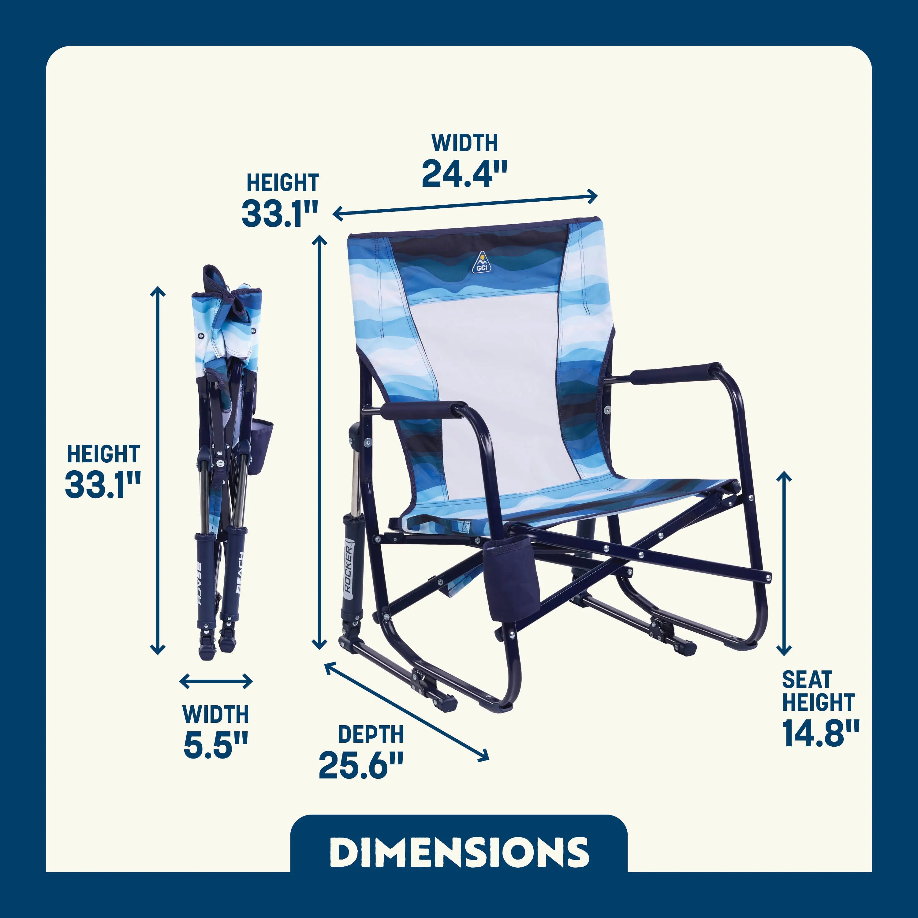 Smooth Motion Beach Rocker - Choice 712 - Patented Spring-Action Rocking Chair for Camping Detail