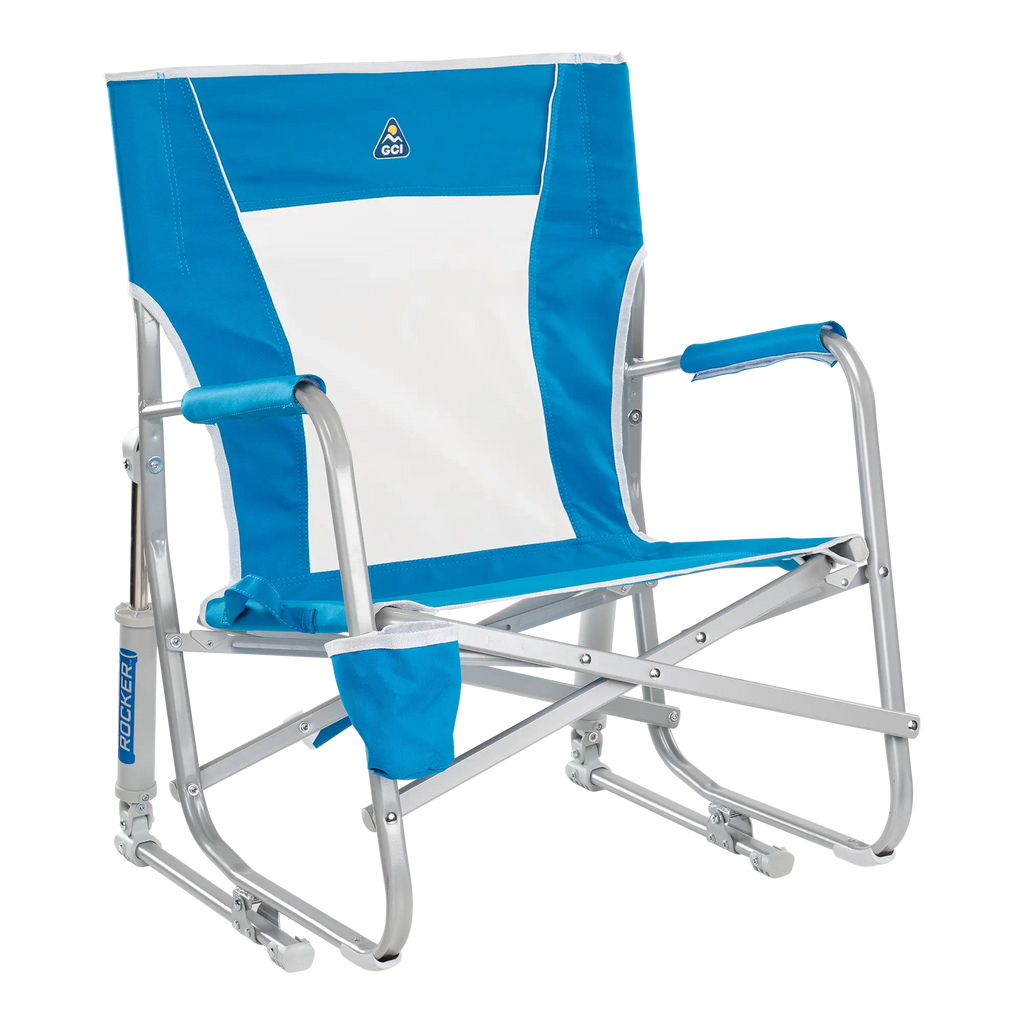 Smooth Motion Beach Rocker - Choice 712 - Patented Spring-Action Rocking Chair for Camping - Saybrook Blue
