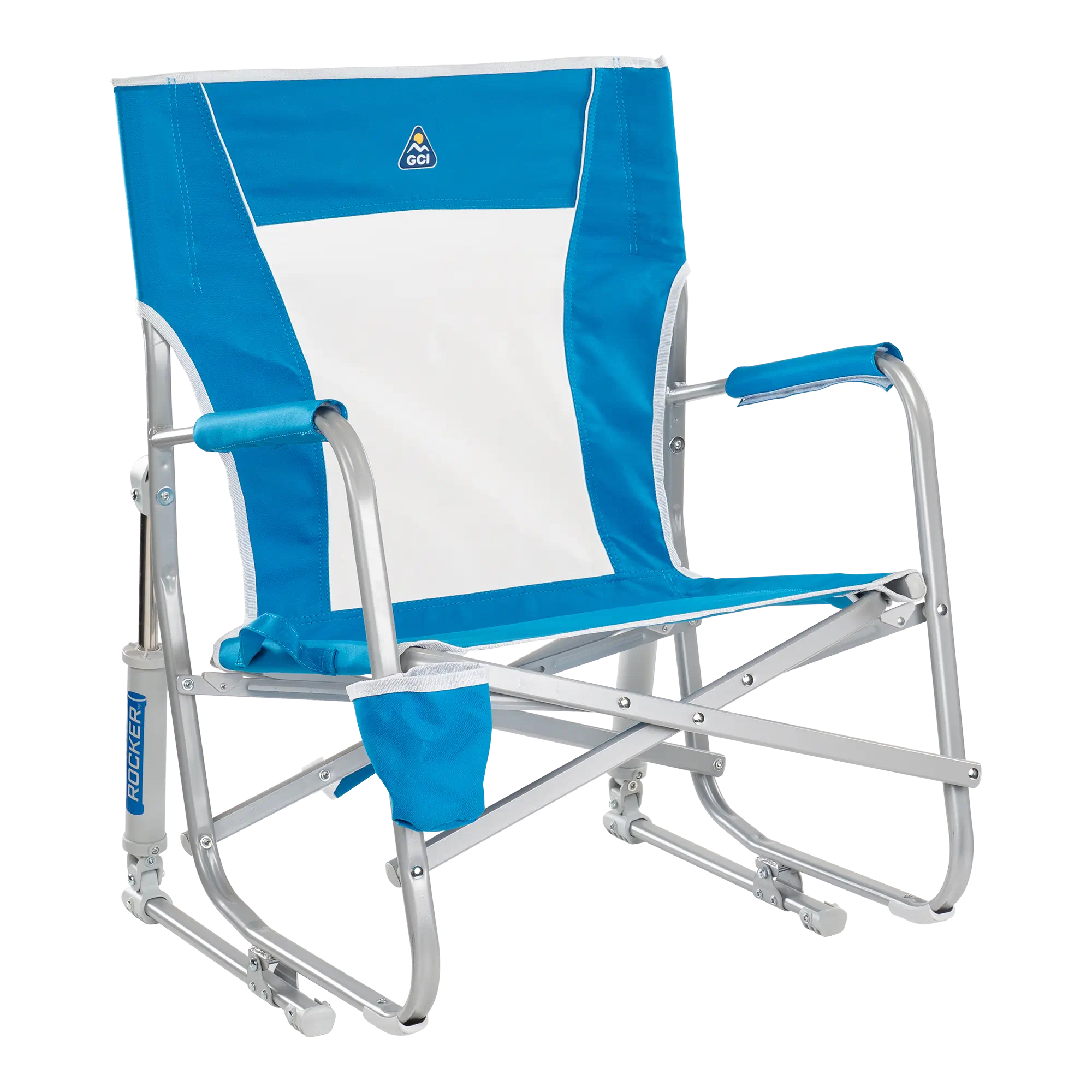 Smooth Motion Beach Rocker - Choice 712 - Patented Spring-Action Rocking Chair for Camping - Saybrook Blue