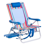 Backpack Travel Big Surf with Slide Table - Choice 334 - Low-Profile Reclining Beach Chair with Backpack Straps - Multi Stripe