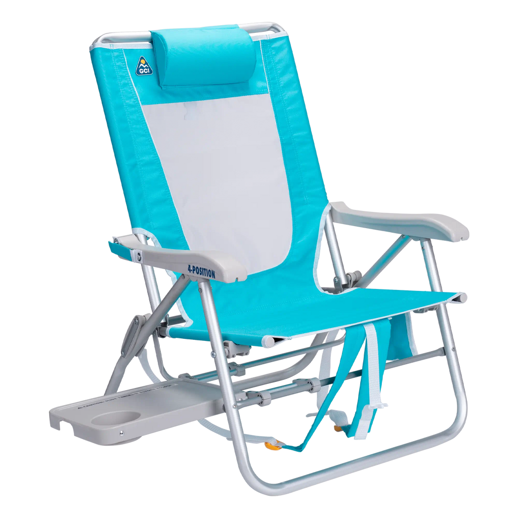 Backpack Travel Big Surf with Slide Table - Choice 334 - Low-Profile Reclining Beach Chair with Backpack Straps - Seafoam Green