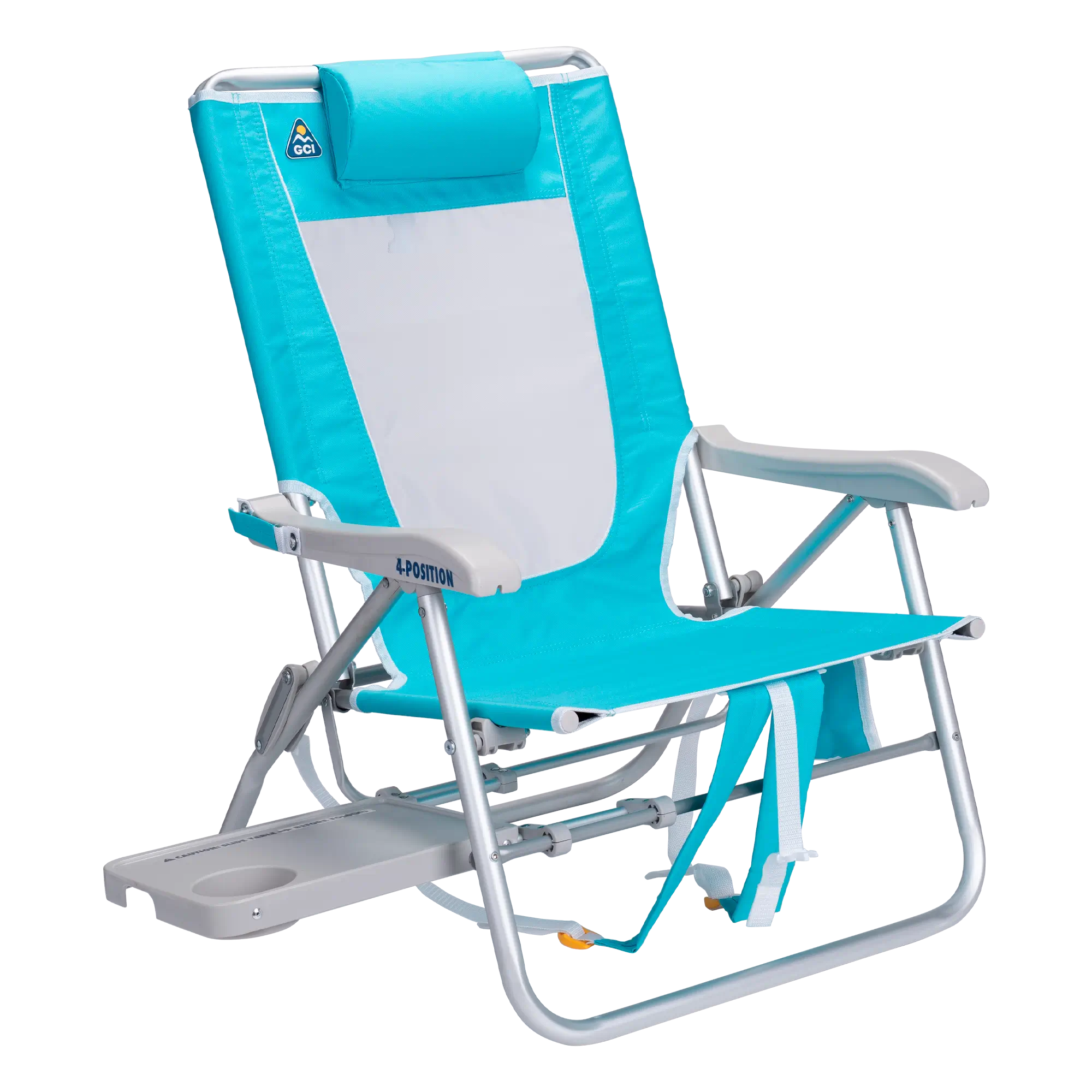 Backpack Travel Big Surf with Slide Table - Choice 334 - Low-Profile Reclining Beach Chair with Backpack Straps - Seafoam Green