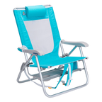Backpack Travel Big Surf with Slide Table - Choice 334 - Low-Profile Reclining Beach Chair with Backpack Straps Detail