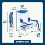 Backpack Travel Bi-Fold Beach Chair - Choice 601 - Low-Profile Reclining Beach Chair with Backpack Straps Detail