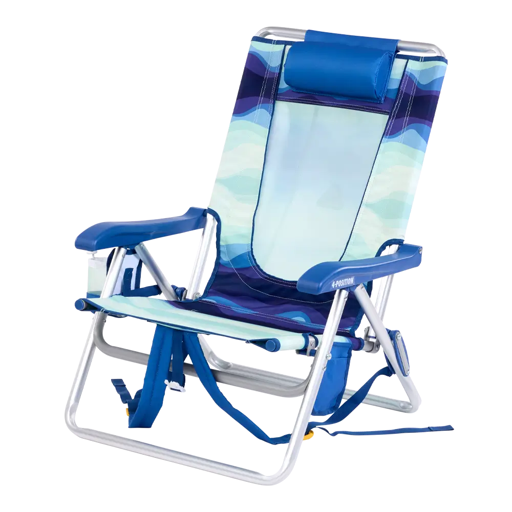 Sand-Friendly Backpack Beach Chair - Choice 709 - Multi-Position Outdoor Beach Chair with Pillow Detail