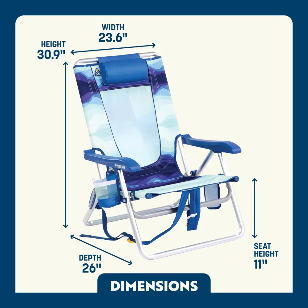 Sand-Friendly Backpack Beach Chair - Choice 709 - Multi-Position Outdoor Beach Chair with Pillow Detail