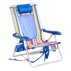 Sand-Friendly Backpack Beach Chair - Choice 709 - Multi-Position Outdoor Beach Chair with Pillow - Multi Stripe