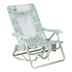 Sand-Friendly Backpack Beach Chair - Choice 709 - Multi-Position Outdoor Beach Chair with Pillow - Floral Pastel Green