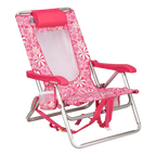 Sand-Friendly Backpack Beach Chair - Choice 709 - Multi-Position Outdoor Beach Chair with Pillow - Floral Sport Pink