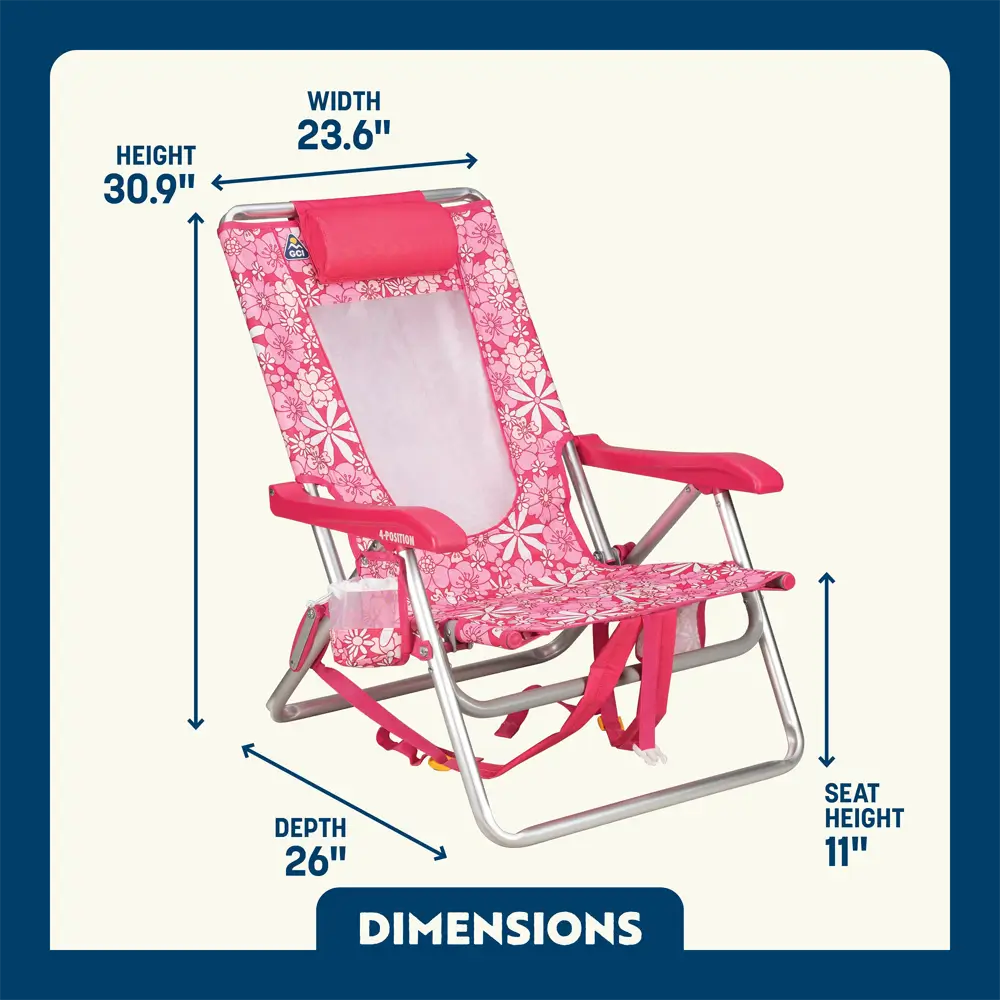 Sand-Friendly Backpack Beach Chair - Choice 709 - Multi-Position Outdoor Beach Chair with Pillow Detail