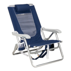 Sand-Friendly Backpack Beach Chair - Choice 709 - Multi-Position Outdoor Beach Chair with Pillow - Nautical Blue
