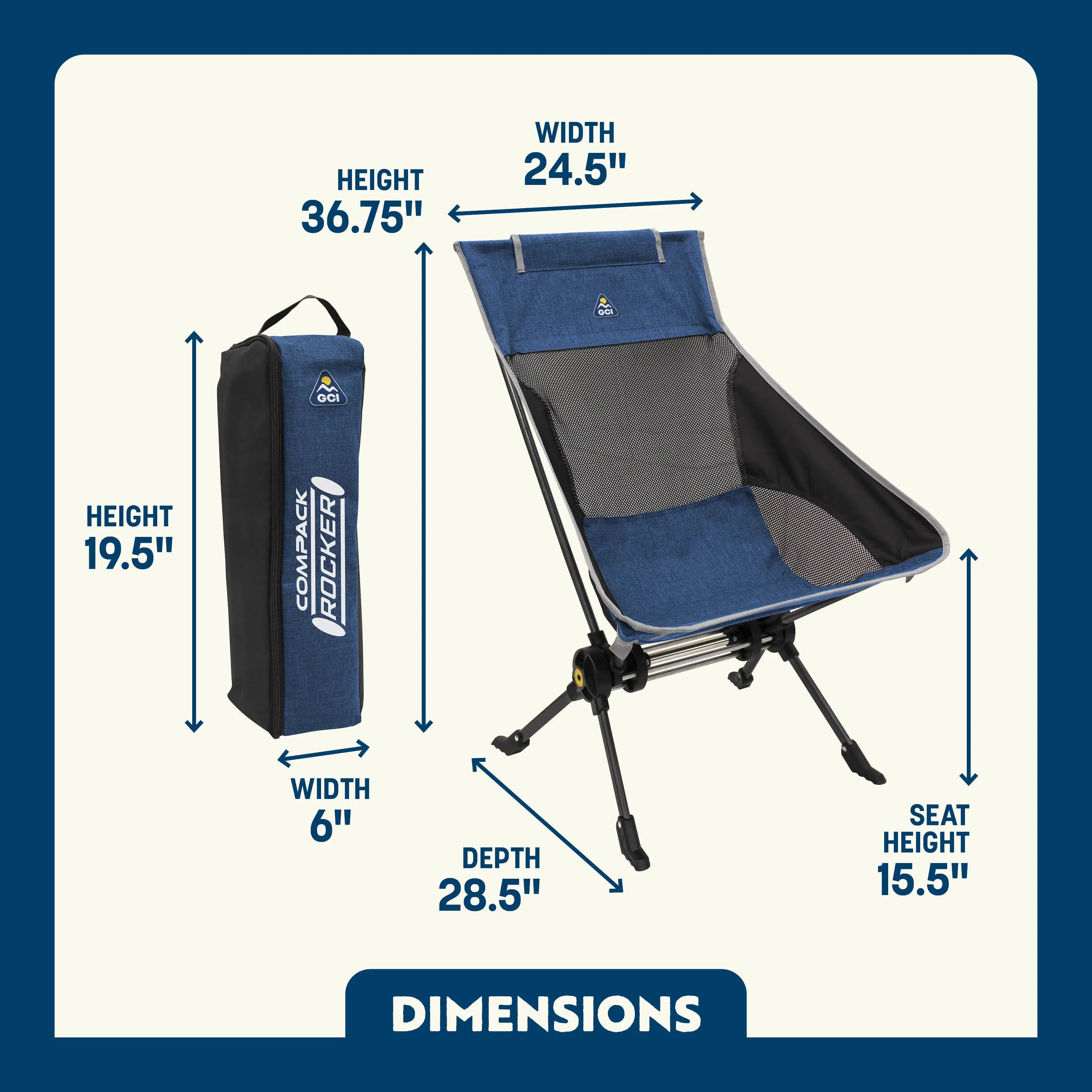 Heavy-Duty Freestyle ComPack Rocker - Choice 980 - Freestyle Rocker Portable Outdoor Folding Chair Detail