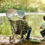 Luxury Camp SunShade Rocker - Choice 550 - Heavy-Duty Kickback Rocker with Beverage Holder Detail