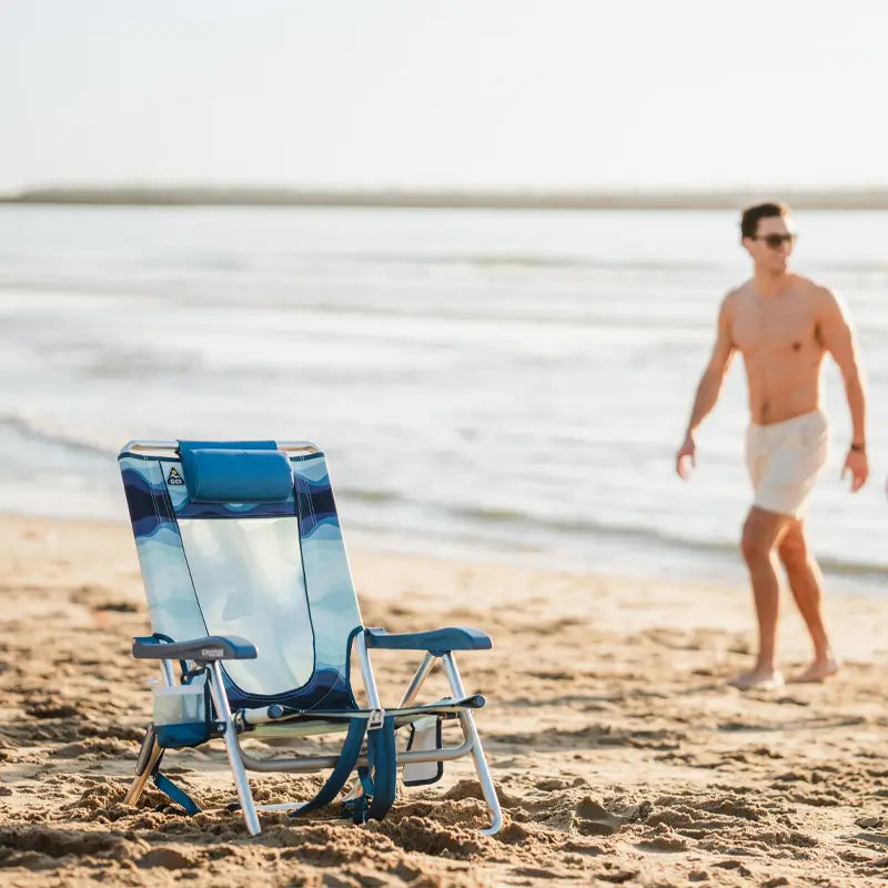 Sand-Friendly Backpack Beach Chair - Choice 709 - Multi-Position Outdoor Beach Chair with Pillow Detail
