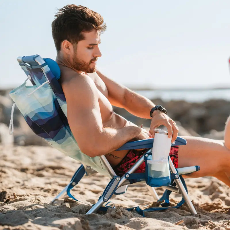 Sand-Friendly Backpack Beach Chair - Choice 709 - Multi-Position Outdoor Beach Chair with Pillow Detail