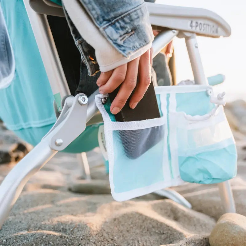 Backpack Travel Bi-Fold Beach Chair - Choice 601 - Low-Profile Reclining Beach Chair with Backpack Straps Detail