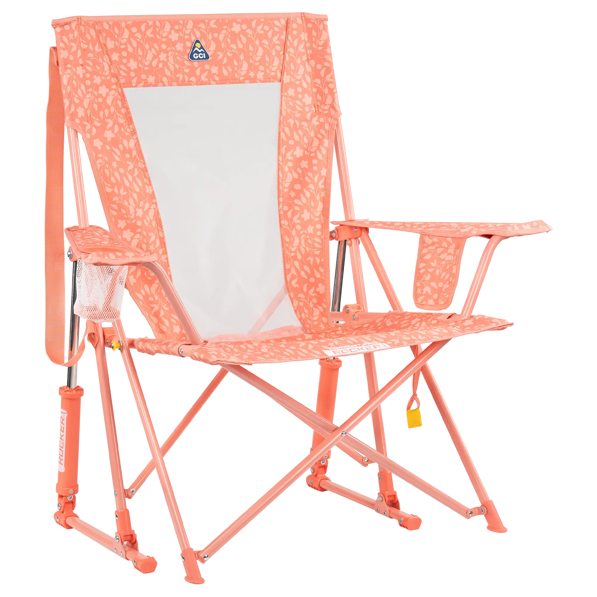 Heavy-Duty Freestyle Comfort Pro Rocker - Choice 375 - RoadTrip Rocker Smooth Motion Camp Chair - Coral Garden