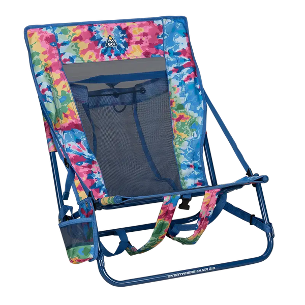 Rust-Resistant Aluminum Everywhere Chair 2 - Choice 656 - Multi-Position Outdoor Beach Chair with Pillow - Tie Dye