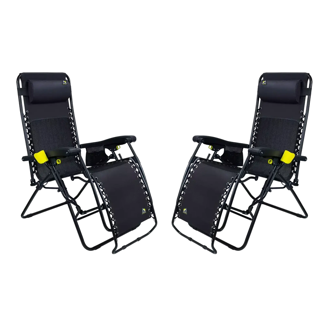Low-Profile Freeform Zero Gravity Lounger Bundle - Choice 507 - Multi-Position Outdoor Beach Chair with Pillow - Black