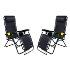 Low-Profile Freeform Zero Gravity Lounger Bundle - Choice 507 - Multi-Position Outdoor Beach Chair with Pillow - Black