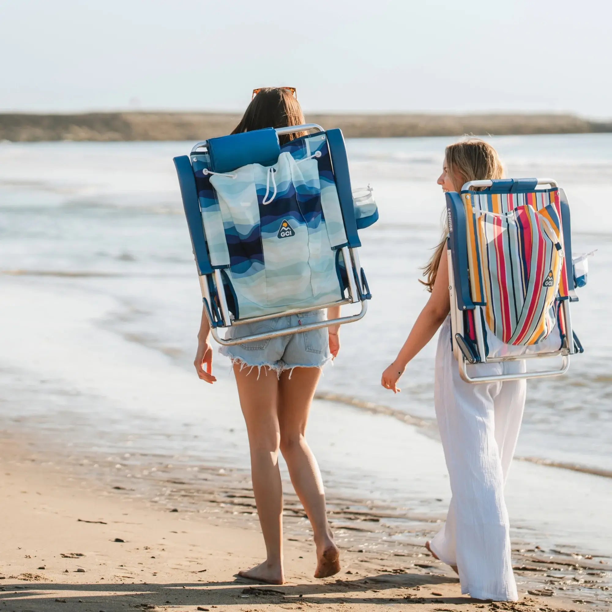 Sand-Friendly Backpack Beach Chair - Choice 709 - Multi-Position Outdoor Beach Chair with Pillow Detail