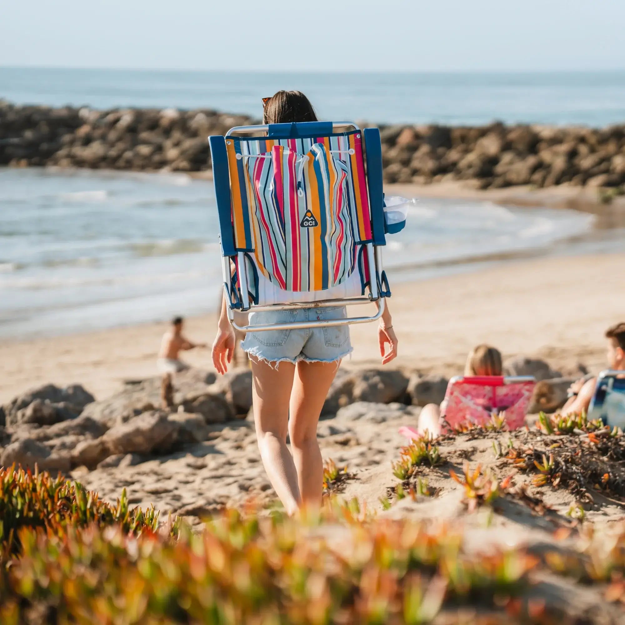 Sand-Friendly Backpack Beach Chair - Choice 709 - Multi-Position Outdoor Beach Chair with Pillow Detail