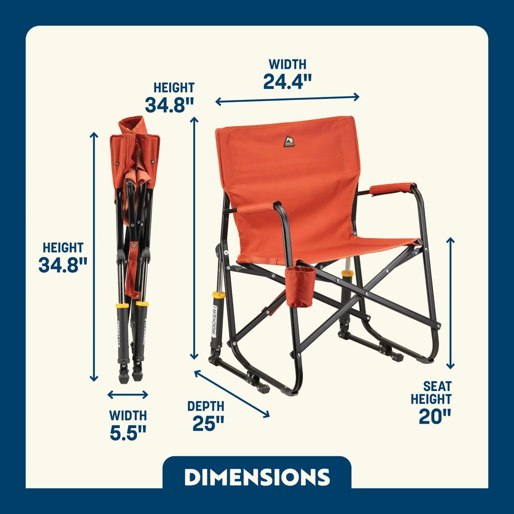 Premium All-Weather Freestyle Rocker - Pumpkin Spice - Choice 373 - RoadTrip Rocker Smooth Motion Camp Chair Detail