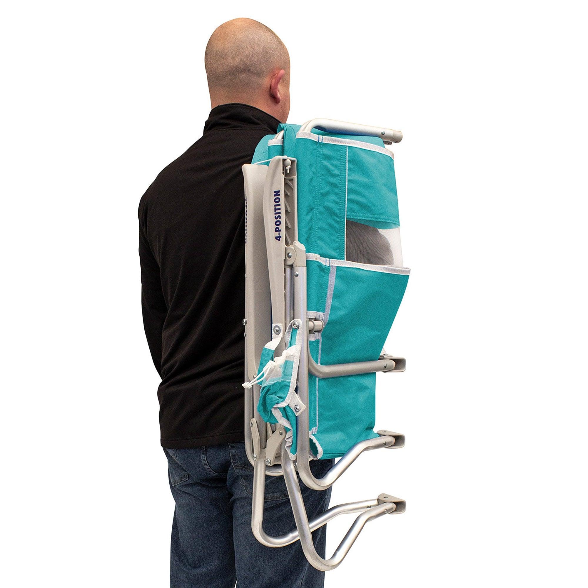 Backpack Travel Bi-Fold Beach Chair - Choice 601 - Low-Profile Reclining Beach Chair with Backpack Straps Detail