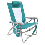 Backpack Travel Bi-Fold Beach Chair - Choice 601 - Low-Profile Reclining Beach Chair with Backpack Straps - Seafoam