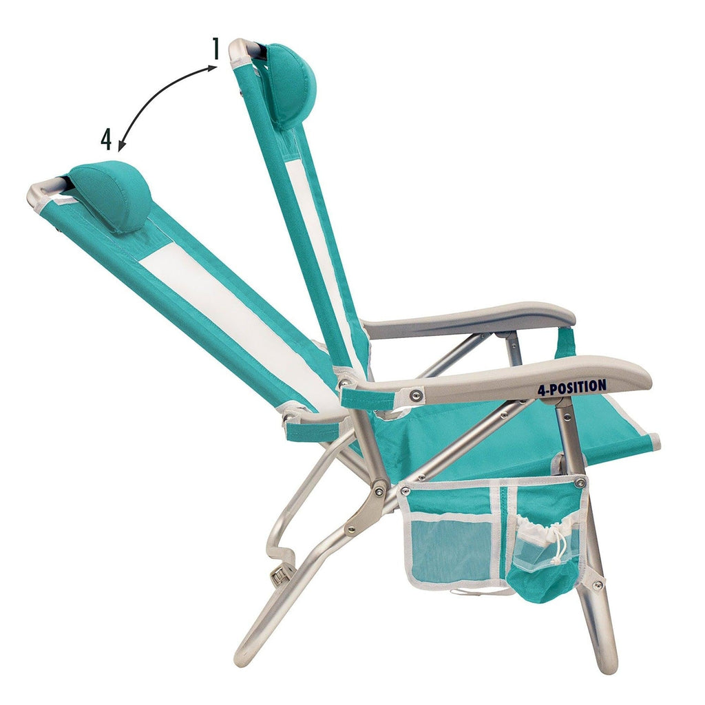 Backpack Travel Bi-Fold Beach Chair - Choice 601 - Low-Profile Reclining Beach Chair with Backpack Straps Detail