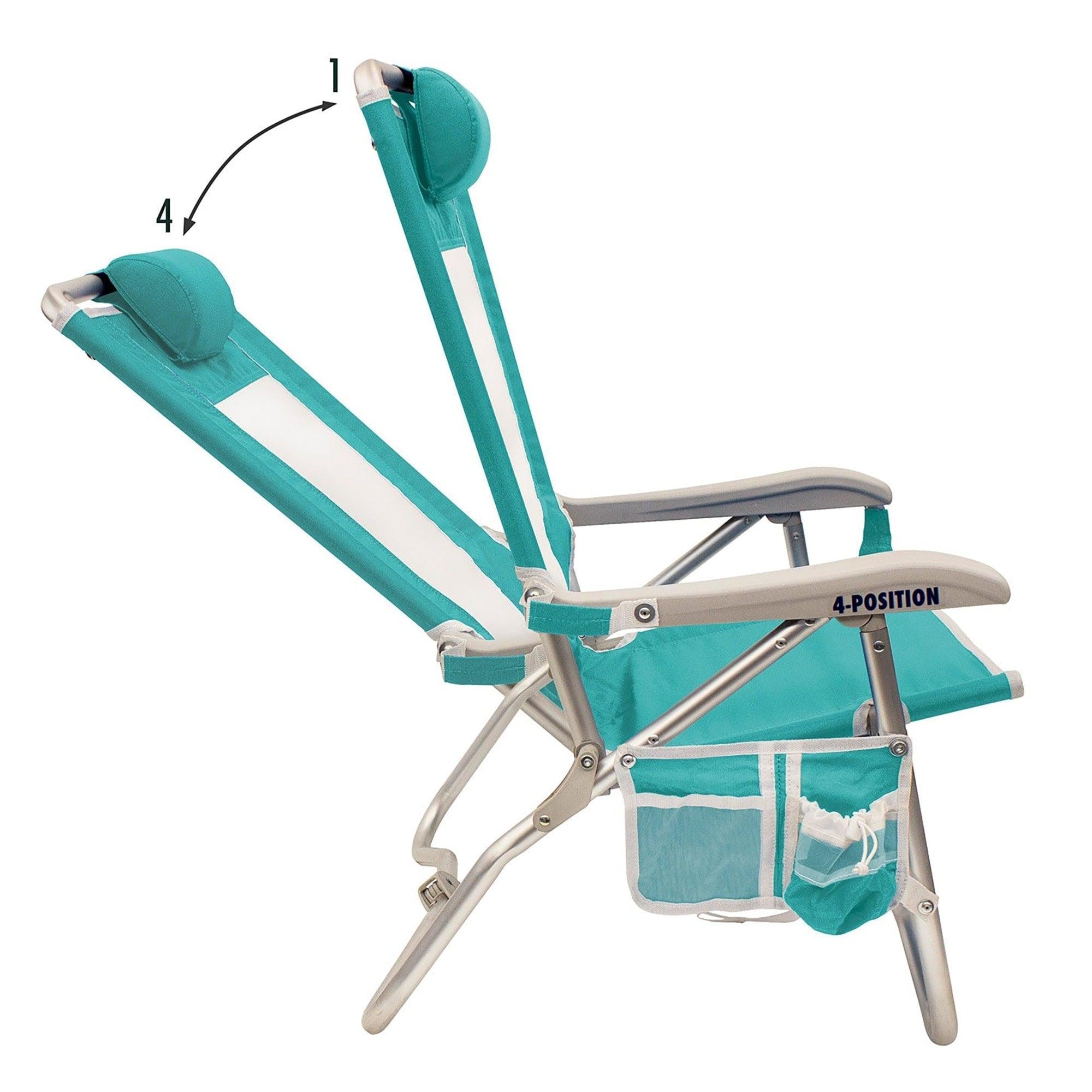 Backpack Travel Bi-Fold Beach Chair - Choice 601 - Low-Profile Reclining Beach Chair with Backpack Straps Detail