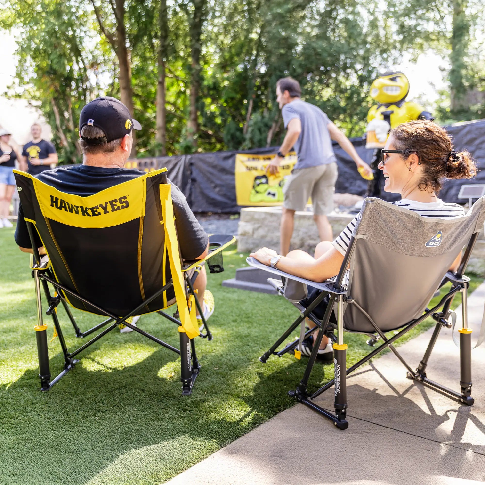 Heavy-Duty Freestyle College Comfort Pro Rocker - Iowa Hawkeyes - Choice 249 - Freestyle Rocker Portable Outdoor Folding Chair Detail