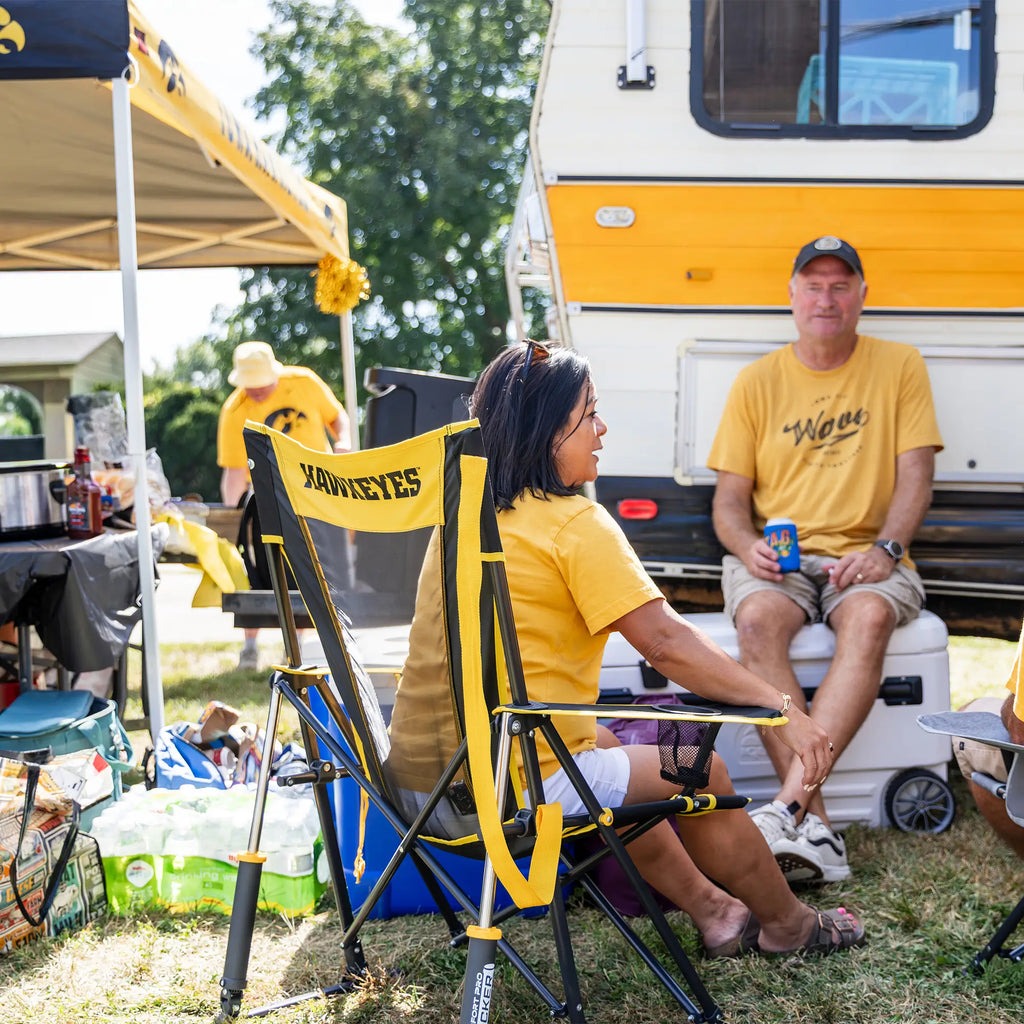 Heavy-Duty Freestyle College Comfort Pro Rocker - Iowa Hawkeyes - Choice 249 - Freestyle Rocker Portable Outdoor Folding Chair Detail