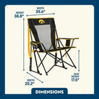 Heavy-Duty Freestyle College Comfort Pro Rocker - Iowa Hawkeyes - Choice 249 - Freestyle Rocker Portable Outdoor Folding Chair Detail