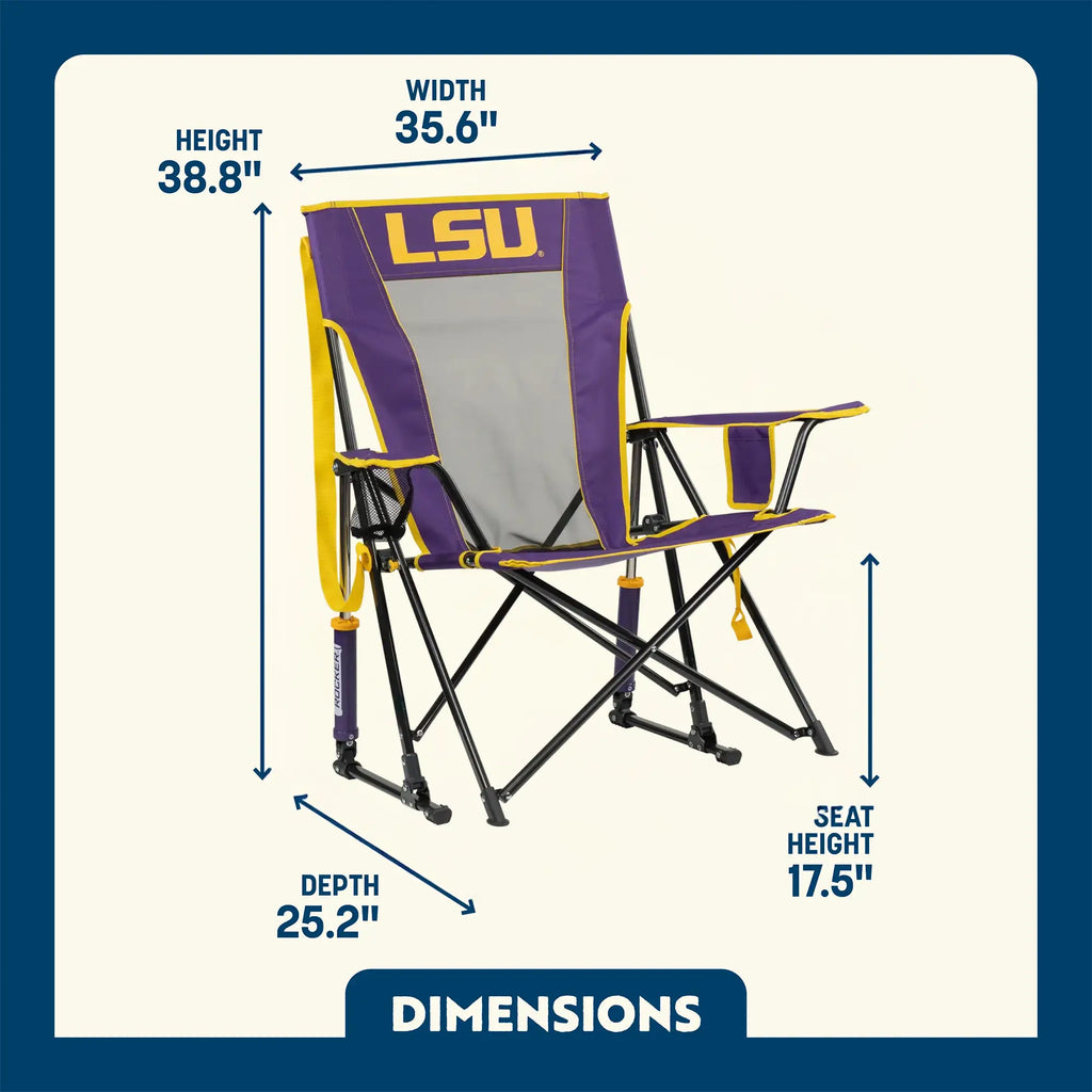 Patented Spring-Action College Comfort Pro Rocker - LSU Tigers - Choice 880 - Freestyle Rocker Portable Outdoor Folding Chair Detail