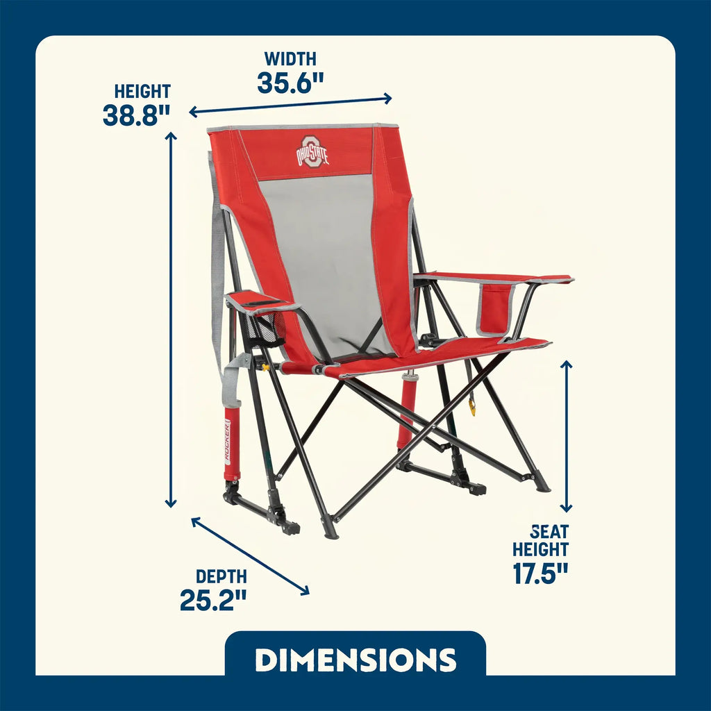 Smooth Motion College Comfort Pro Rocker - Ohio State Buckeyes - Choice 676 - Freestyle Rocker Portable Outdoor Folding Chair Detail