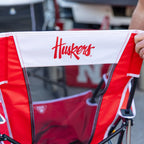Premium All-Weather College Comfort Pro Rocker - Nebraska Cornhuskers - Choice 161 - Heavy-Duty Kickback Rocker with Beverage Holder Detail