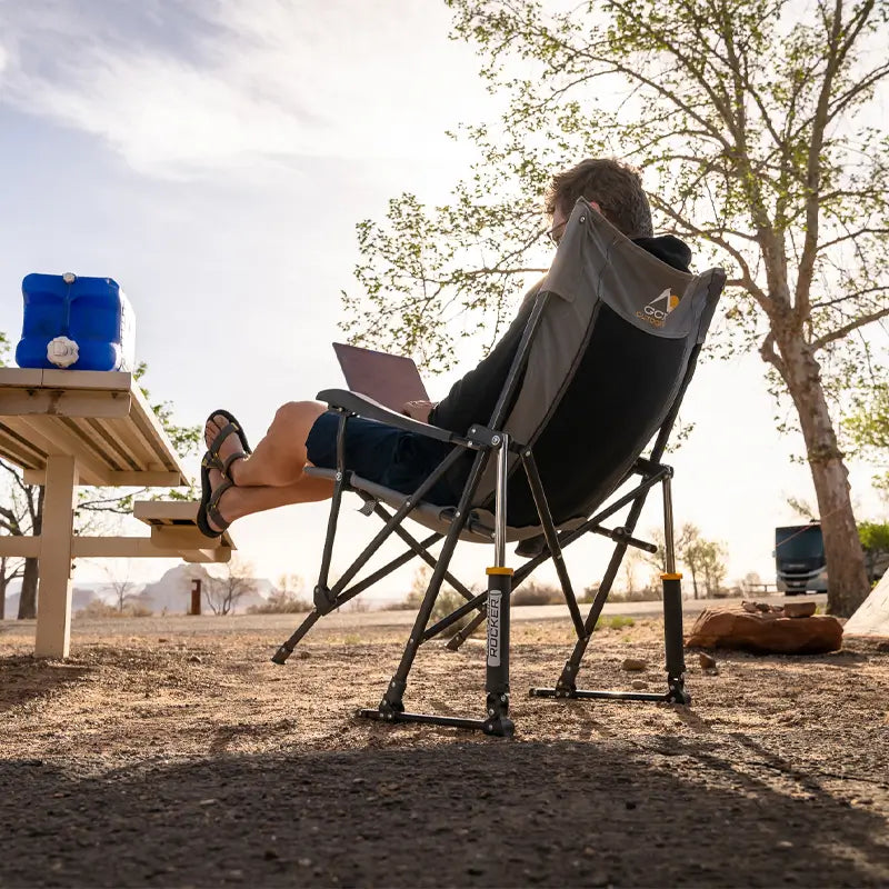 Smooth Motion RoadTrip Rocker - Choice 855 - Patented Spring-Action Rocking Chair for Camping Detail