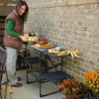 Stainless Steel BBQ Slim-Fold Cook Station - Choice 575 - Multi-Purpose Outdoor Culinary Cooking Set Detail