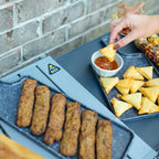 Stainless Steel BBQ Slim-Fold Cook Station - Choice 575 - Multi-Purpose Outdoor Culinary Cooking Set Detail