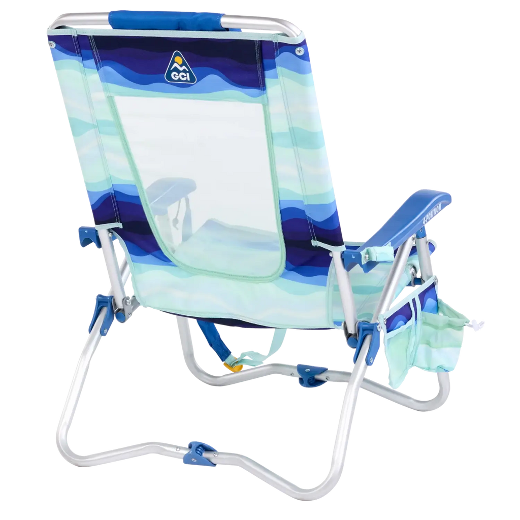 Backpack Travel Bi-Fold Beach Chair - Choice 601 - Low-Profile Reclining Beach Chair with Backpack Straps Detail