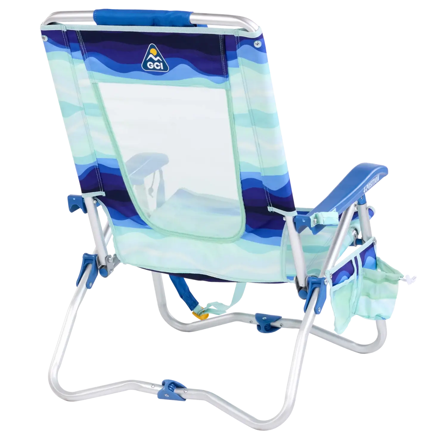 Backpack Travel Bi-Fold Beach Chair - Choice 601 - Low-Profile Reclining Beach Chair with Backpack Straps Detail