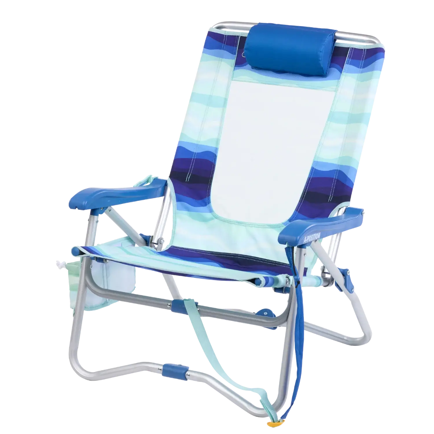 Backpack Travel Bi-Fold Beach Chair - Choice 601 - Low-Profile Reclining Beach Chair with Backpack Straps Detail
