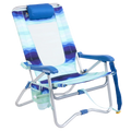 Backpack Travel Bi-Fold Beach Chair - Choice 601 - Low-Profile Reclining Beach Chair with Backpack Straps - Wave
