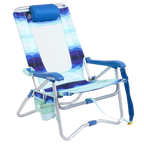 Backpack Travel Bi-Fold Beach Chair - Choice 601 - Low-Profile Reclining Beach Chair with Backpack Straps - Wave