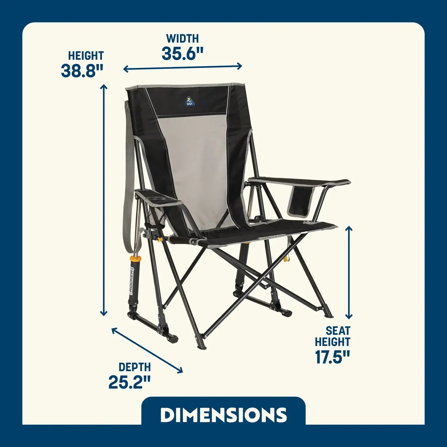 Heavy-Duty Freestyle Comfort Pro Rocker - Choice 375 - RoadTrip Rocker Smooth Motion Camp Chair Detail