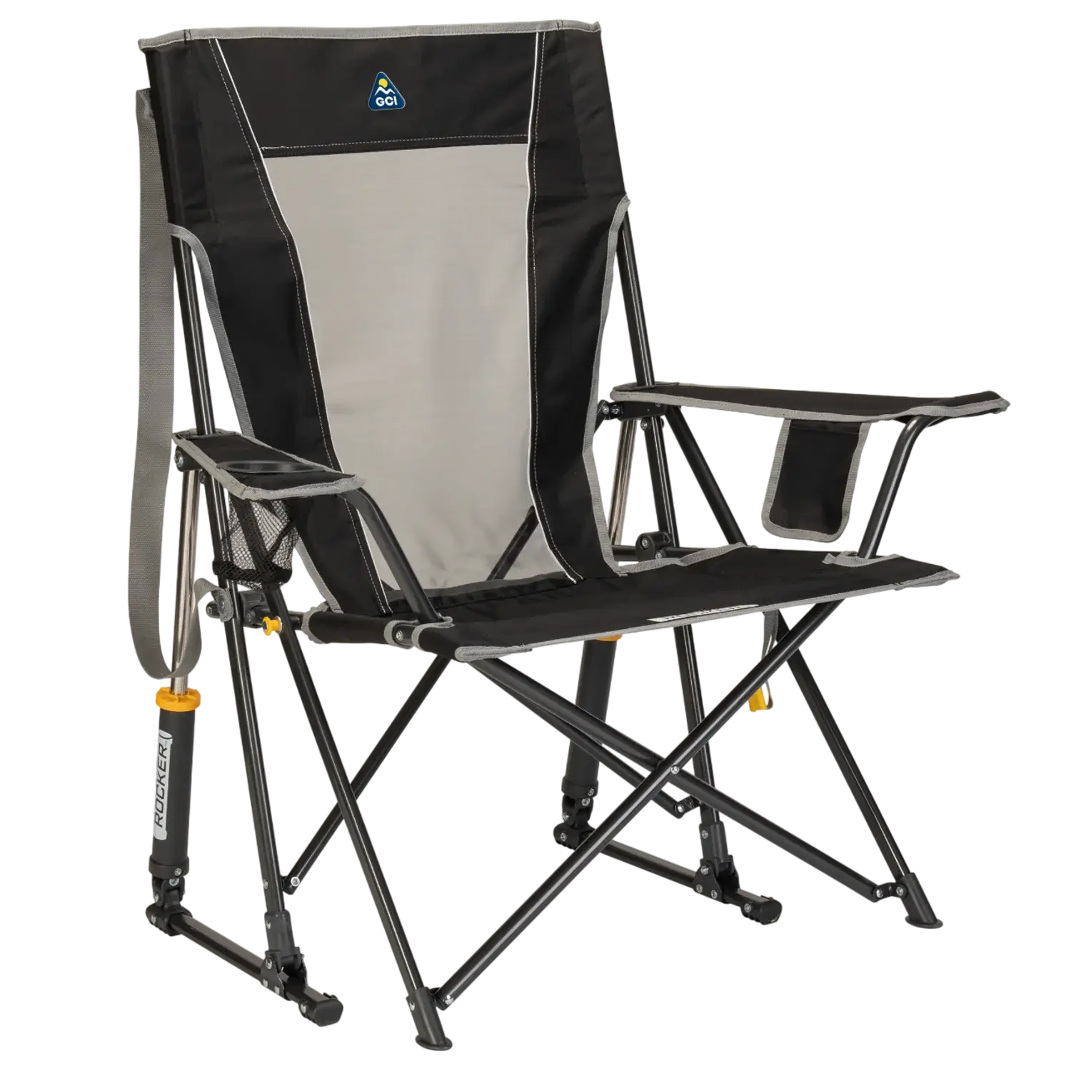 Heavy-Duty Freestyle Comfort Pro Rocker - Choice 375 - RoadTrip Rocker Smooth Motion Camp Chair - Black