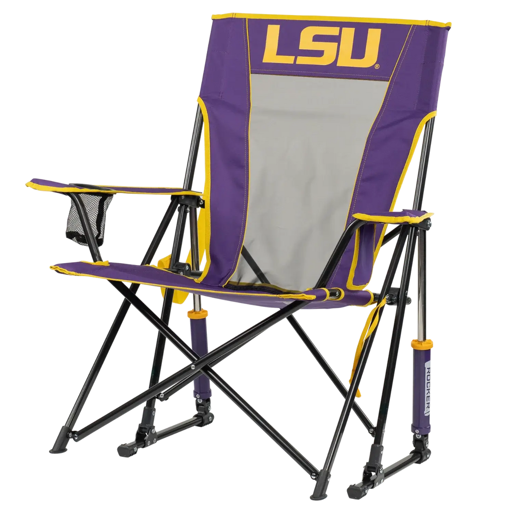 Patented Spring-Action College Comfort Pro Rocker - LSU Tigers - Choice 880 - Freestyle Rocker Portable Outdoor Folding Chair Detail