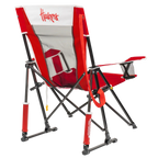 Premium All-Weather College Comfort Pro Rocker - Nebraska Cornhuskers - Choice 161 - Heavy-Duty Kickback Rocker with Beverage Holder Detail